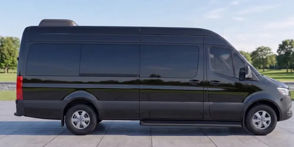 Black Mercedes-Benz Sprinter passenger van from Chicago Van Rentals