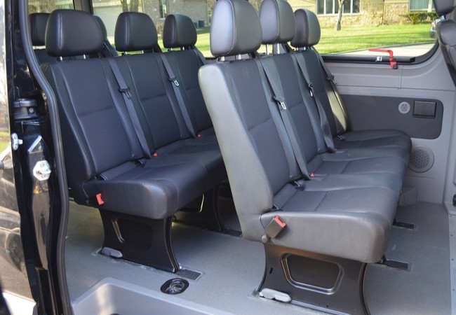 Side view of seating inside van