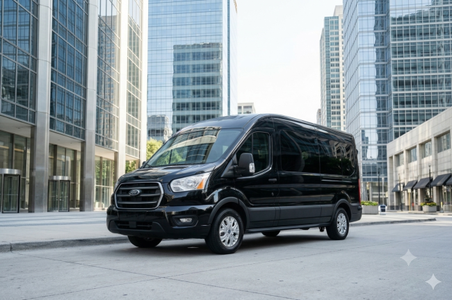Black Mercedes Van Side View